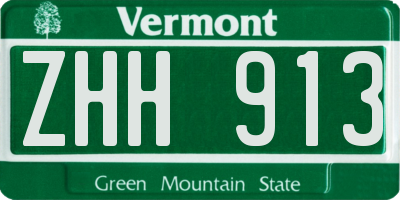 VT license plate ZHH913