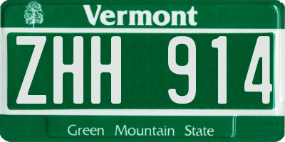 VT license plate ZHH914