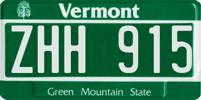 VT license plate ZHH915