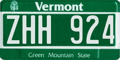VT license plate ZHH924