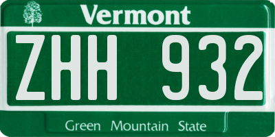 VT license plate ZHH932