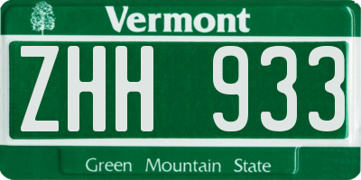 VT license plate ZHH933