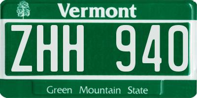 VT license plate ZHH940