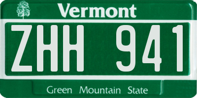 VT license plate ZHH941
