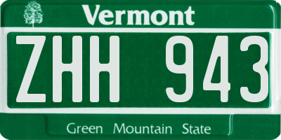 VT license plate ZHH943