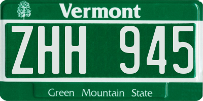 VT license plate ZHH945