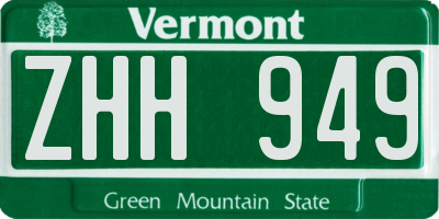 VT license plate ZHH949