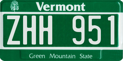 VT license plate ZHH951