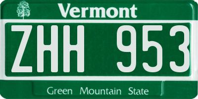 VT license plate ZHH953