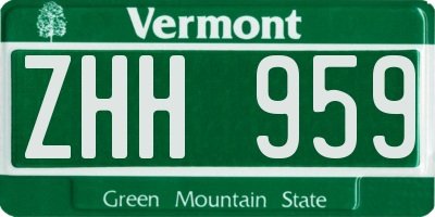 VT license plate ZHH959