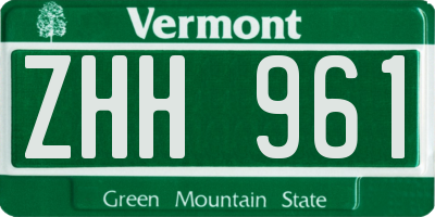 VT license plate ZHH961