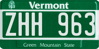 VT license plate ZHH963
