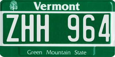 VT license plate ZHH964