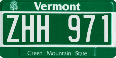 VT license plate ZHH971