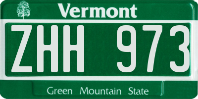 VT license plate ZHH973