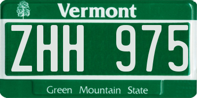 VT license plate ZHH975