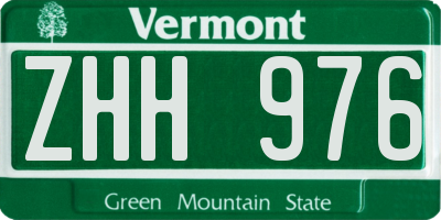 VT license plate ZHH976