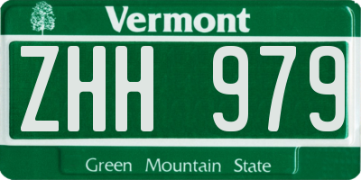 VT license plate ZHH979