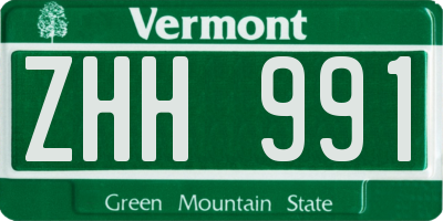 VT license plate ZHH991