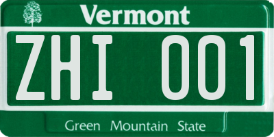VT license plate ZHI001