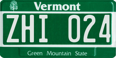VT license plate ZHI024