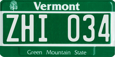 VT license plate ZHI034