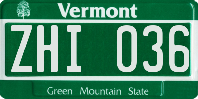 VT license plate ZHI036