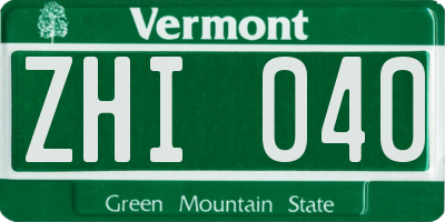 VT license plate ZHI040