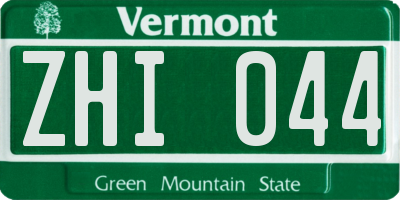 VT license plate ZHI044