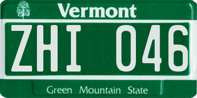 VT license plate ZHI046
