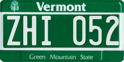 VT license plate ZHI052