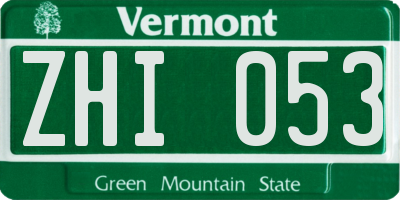 VT license plate ZHI053