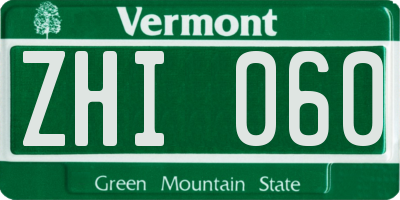 VT license plate ZHI060