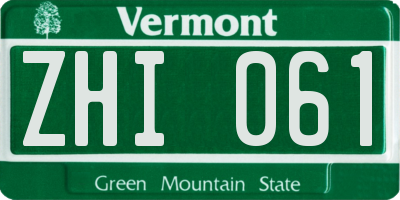 VT license plate ZHI061