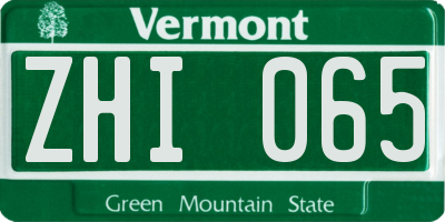 VT license plate ZHI065