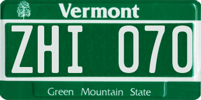 VT license plate ZHI070