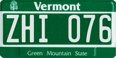 VT license plate ZHI076