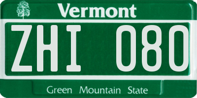 VT license plate ZHI080