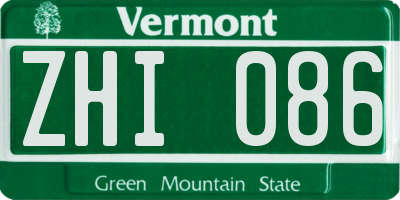 VT license plate ZHI086