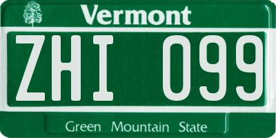 VT license plate ZHI099