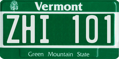 VT license plate ZHI101