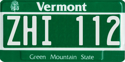 VT license plate ZHI112