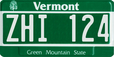 VT license plate ZHI124
