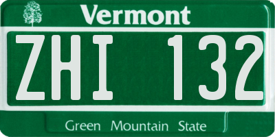 VT license plate ZHI132