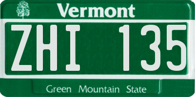 VT license plate ZHI135