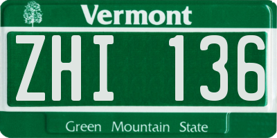 VT license plate ZHI136