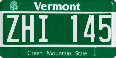 VT license plate ZHI145