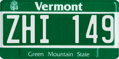 VT license plate ZHI149