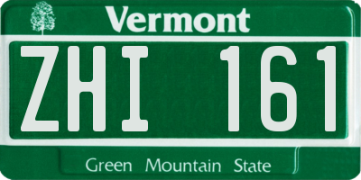 VT license plate ZHI161