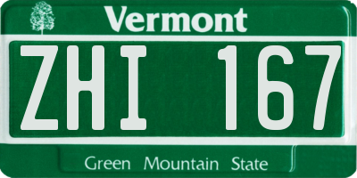 VT license plate ZHI167